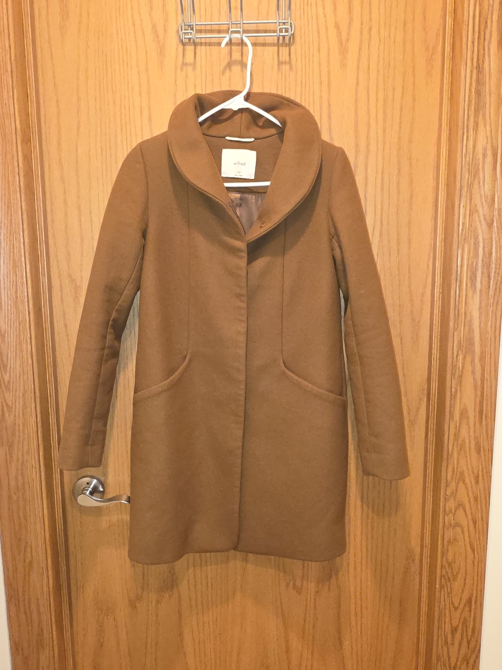 Wilfred Camel Brown Shawl-Collar Wool And Cashmere Pea Coat